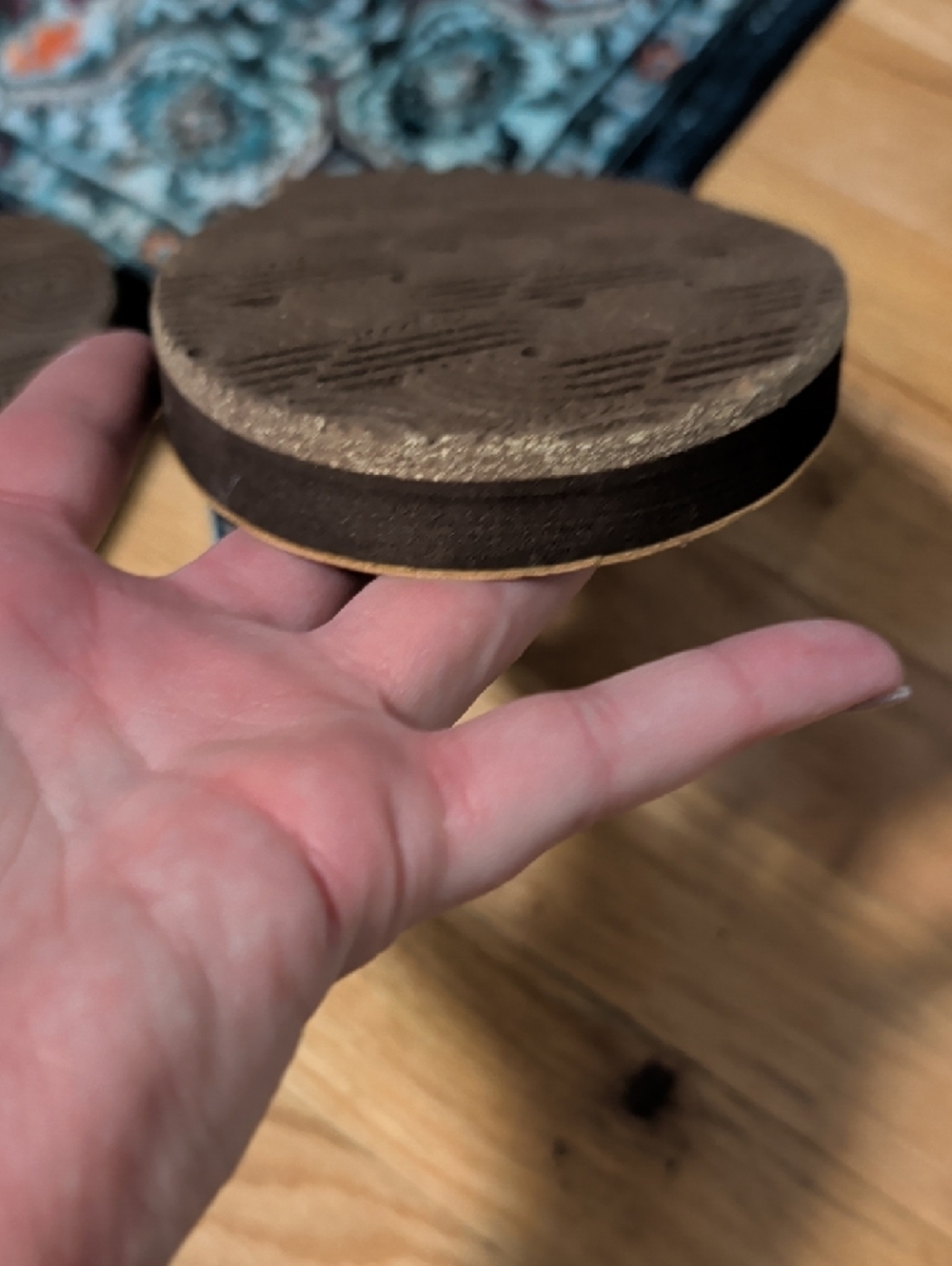 9. Feelgoodz Brown Leather Flip Flops with Blue Patterned Straps - Picture 7 of 8